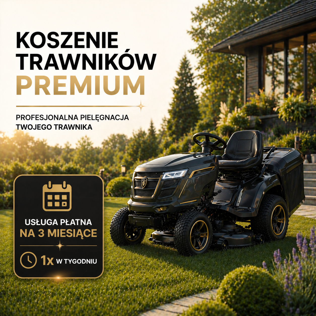 Koszenie trawnika premium 1x w tygodniu (płatność z góry na 3 miesiące)
