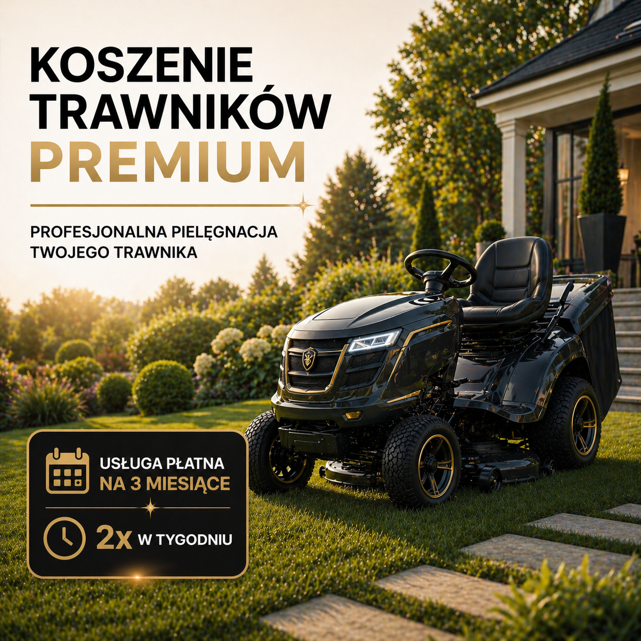 Koszenie trawnika premium 2x w tygodniu (płatność z góry na 3 miesiące)